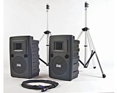 Deluxe package features two speakers & stands