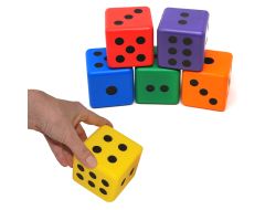 3" Coated Foam Dice,  6-Color Set