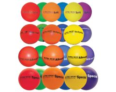 Pack includes 1 set of 6 Softis, 1 set of 6 Dodgeballs, 1 set of 6 Allrounds, and 1 set of 6 Specials.