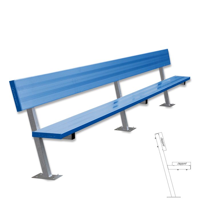 15'L Surface-Mounted Powder-Coated Bench with Back