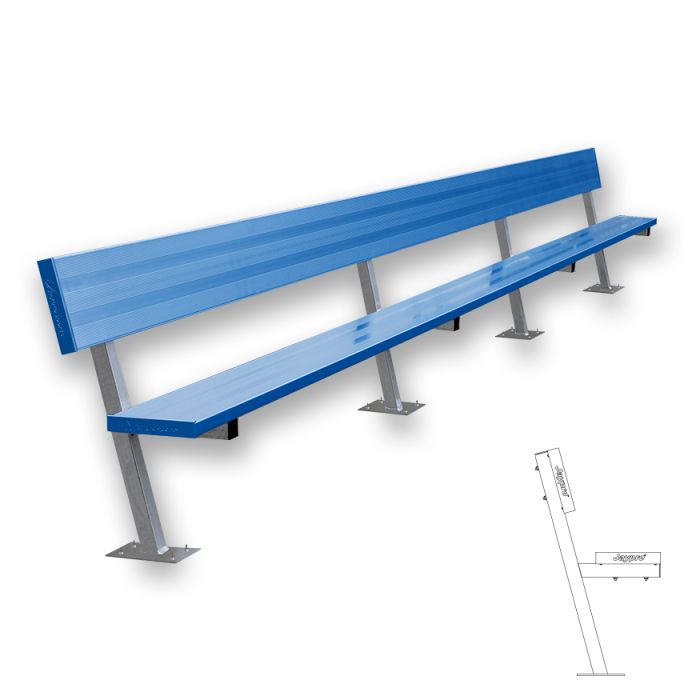 21'L Surface-Mounted Powder-Coated Bench with Back