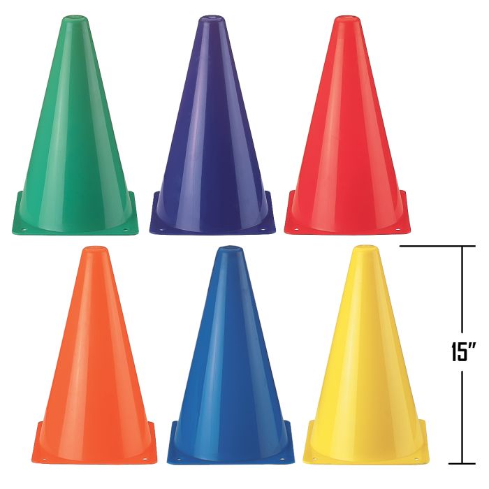 15" Plastic Lightweight Cone 6-Color Set of 6
