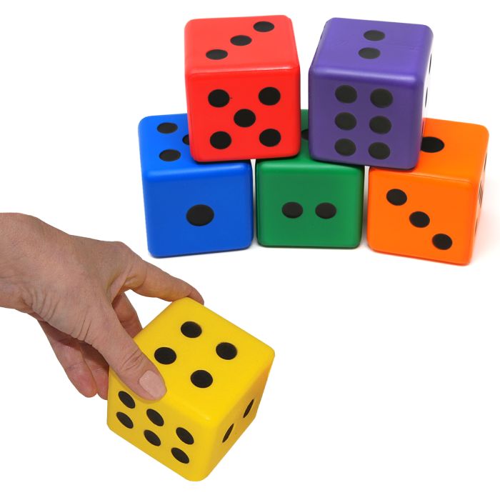 3" Coated Foam Dice,  6-Color Set