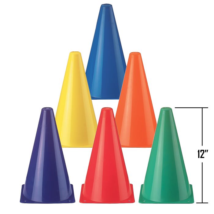 12" Plastic Lightweight Cone 6-Color Set of 6