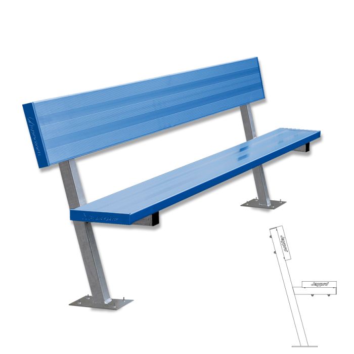 7-1/2'L Surface-Mounted Powder-Coated Bench with Back