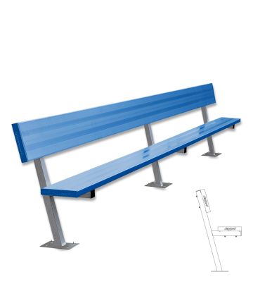 15'L Surface-Mounted Powder-Coated Bench with Back
