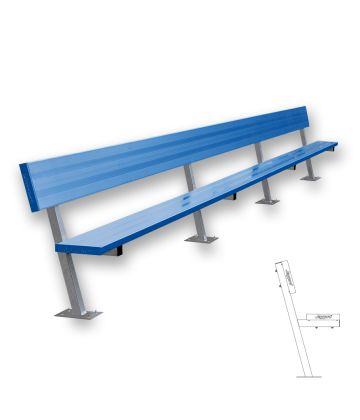 21'L Surface-Mounted Powder-Coated Bench with Back