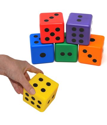 3" Coated Foam Dice,  6-Color Set