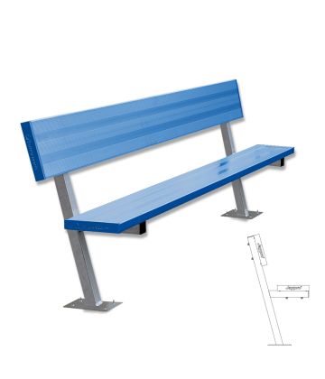 7-1/2'L Surface-Mounted Powder-Coated Bench with Back