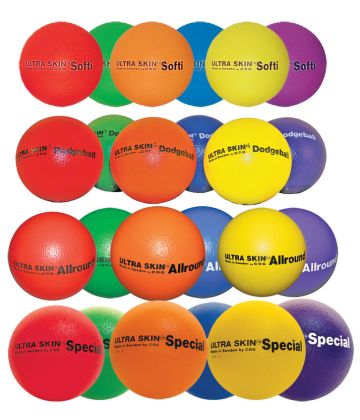 Pack includes 1 set of 6 Softis, 1 set of 6 Dodgeballs, 1 set of 6 Allrounds, and 1 set of 6 Specials.